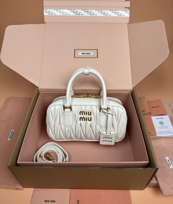 Miu Miu Arcadie Matelasse White Leather Bag 5BB142