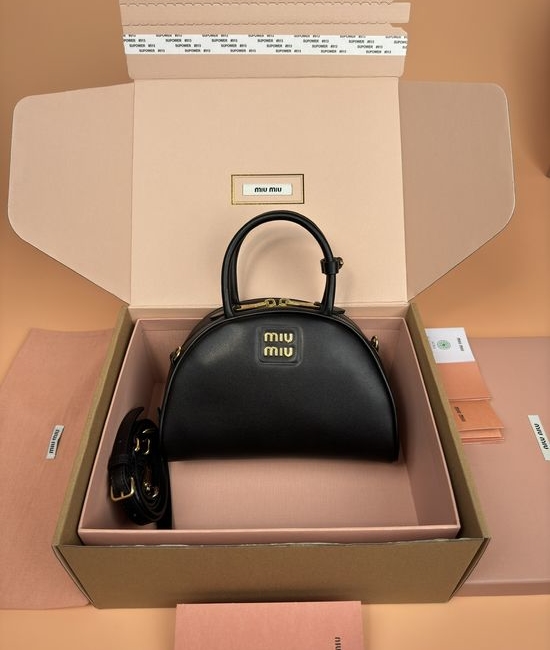 Miu Miu Black Leather Medium Handbag Crossbody Bag 5BB157
