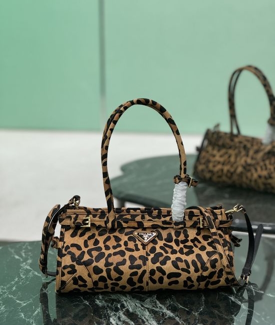 Prada SoftLux Leopard Print Handbag 1BA426