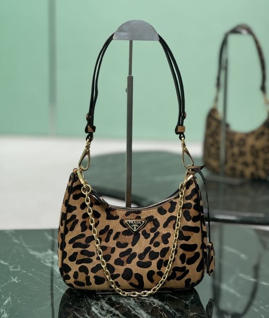 Prada Hobo Leopard Print Adjustable Shoulder Bag 1BC204