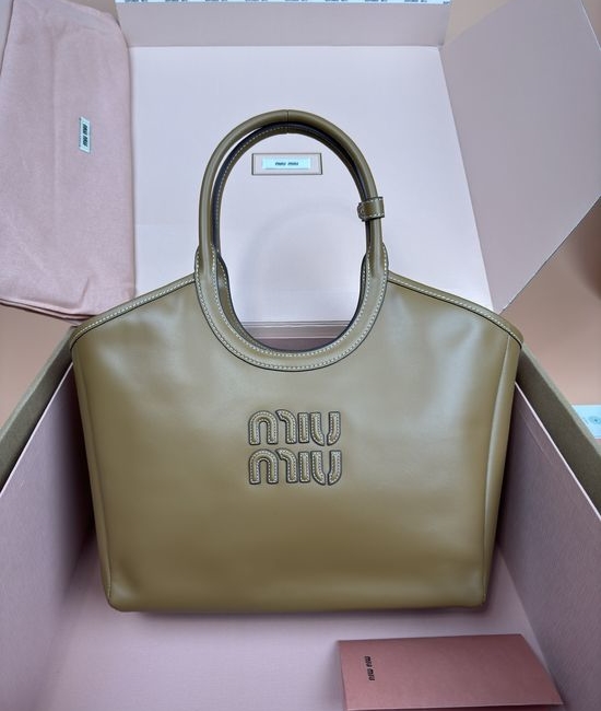 Miu Miu IVY Leather Tote with Gold Hardware 5BG281