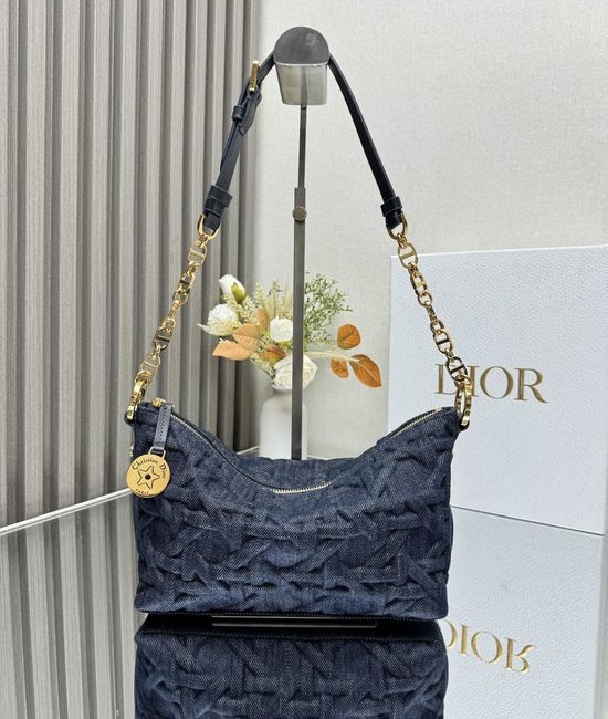 Christian Dior CD Christian Dior CDstar Hobo Denim Blue Handbag 3202