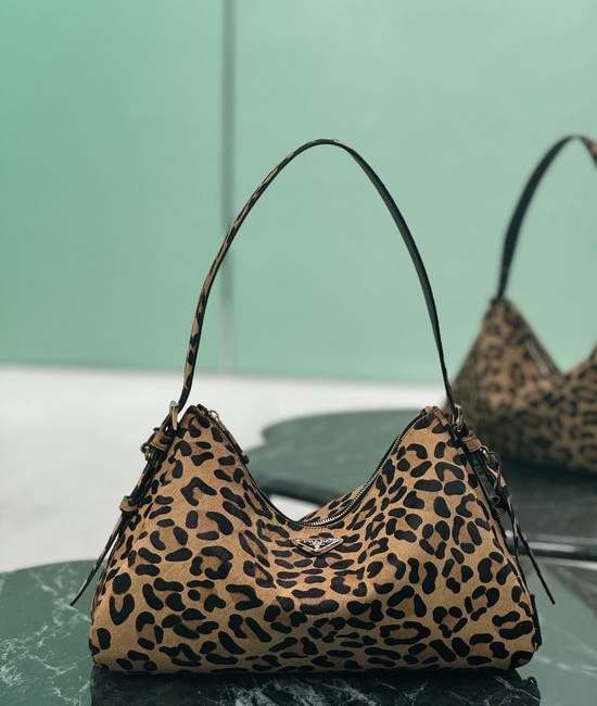 Prada Leopard Print Pony Hair Hobo Bag 1BC228