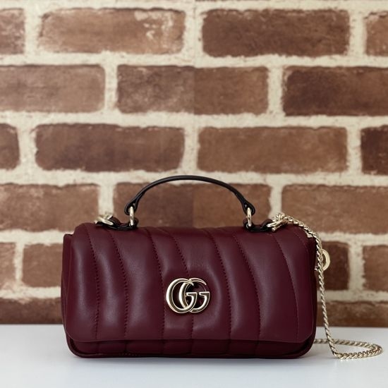 Gucci Embroidered Handbag Burgundy 806017