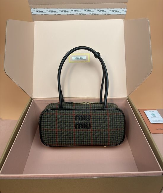 Miu Miu Beau Checked Leather Handbag _5BB147