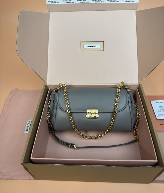 Miu Miu Smooth Leather Chain Baguette Bag 5BB266