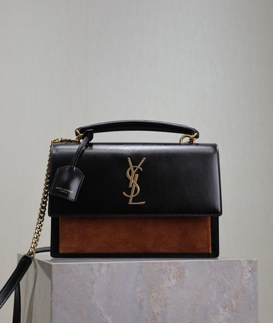 Yves Saint Laurent YSL Sunset Grained Leather Top Handle Bag 634723