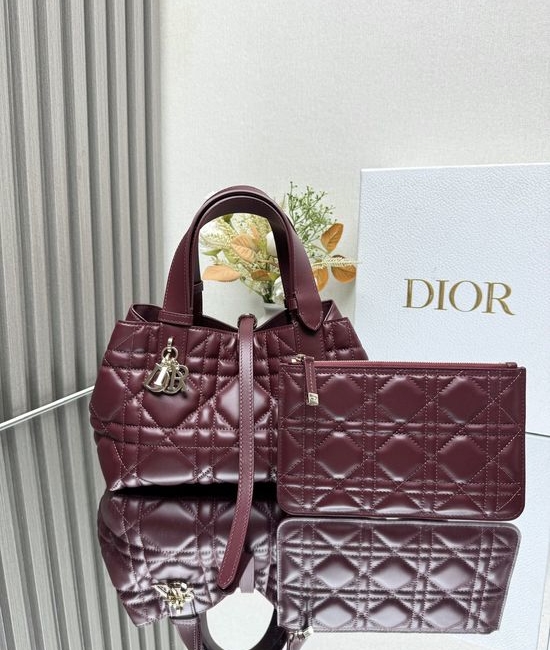 Christian Dior CD Toujours Wine Red Leather Handbag 2822
