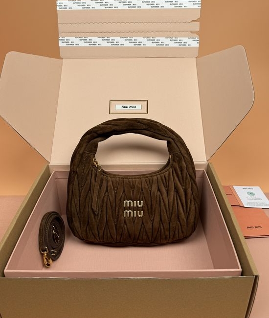 Miu Miu Wander Matelasse Suede Hobo Bag 6162