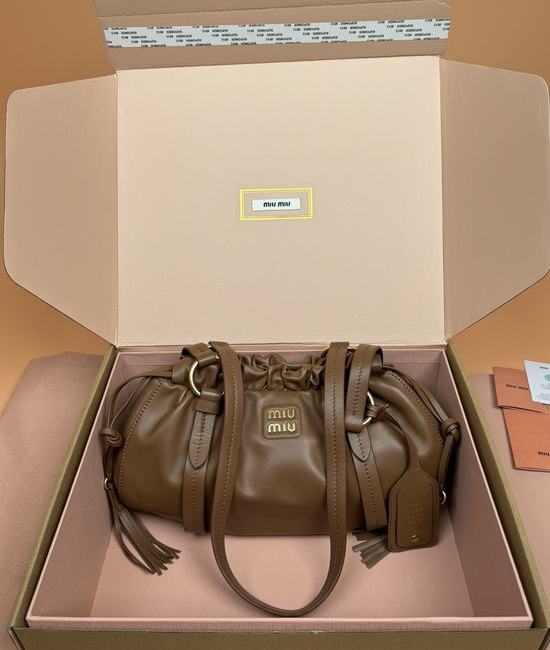 Miu Miu Joie Nappa Leather Handbag Dry Cognac 5BG306