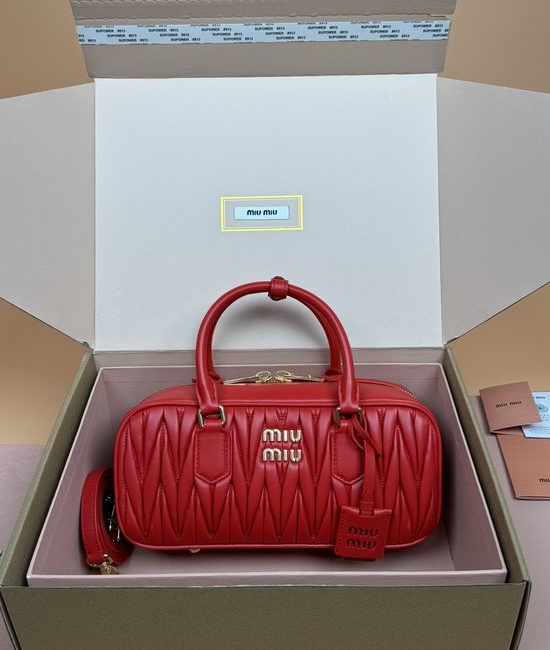 Miu Miu Arcadie Matelasse Lambskin Bowling Bag 5BB148