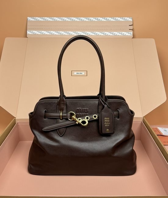 Miu Miu Nappa Leather Embossed Logo Top Handle Bag 5BG291