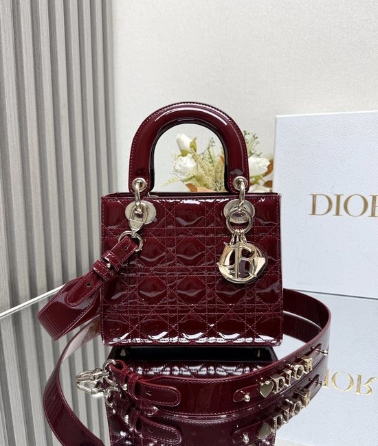 Christian Dior CD Lady Christian Dior CD My ABC Handbag Wine Red 9739