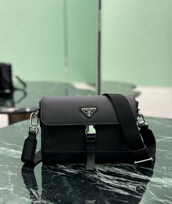 Prada Re-Nylon Messenger Bag with Leather Details 2VD044
