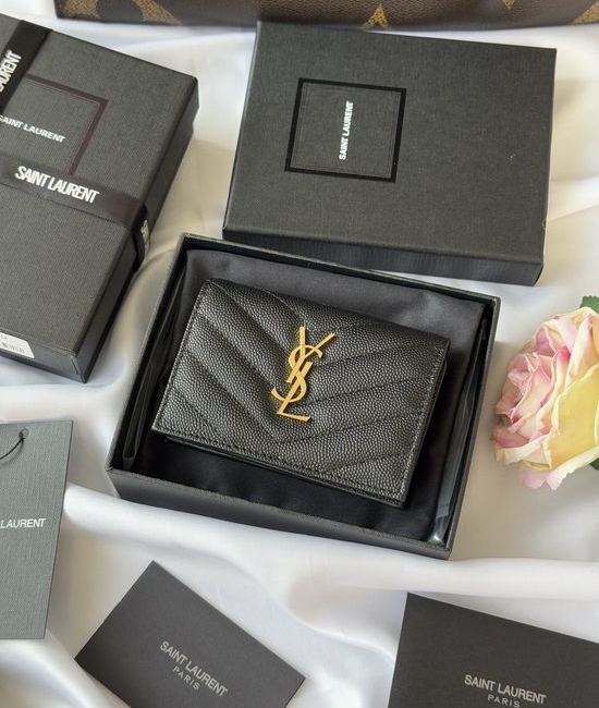 Yves Saint Laurent YSL Short Wallet Caviar Leather Card Holder 596323