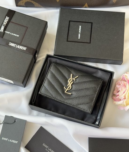 Yves Saint Laurent YSL Short Wallet Caviar Leather Card Holder 596323