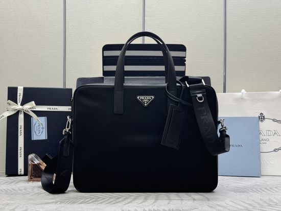 Prada Nylon and Saffiano Leather Briefcase 2VE368