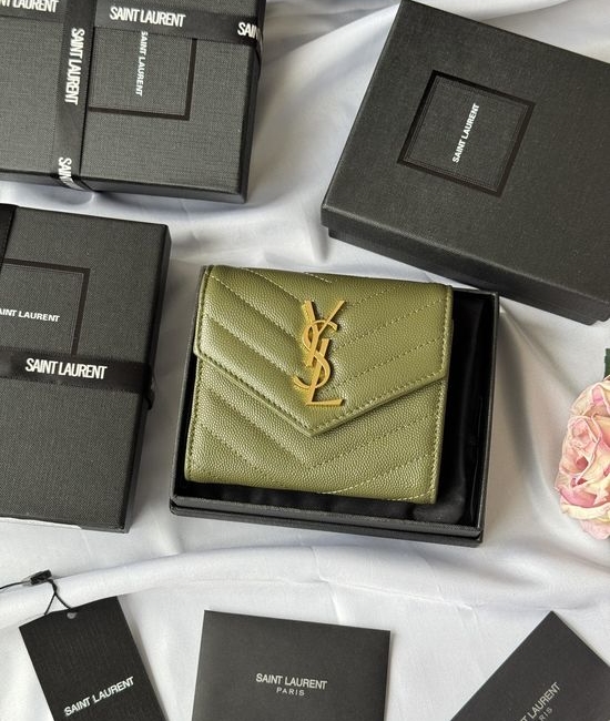 Yves Saint Laurent YSL SLP Tri-fold Grain Leather Wallet 403943