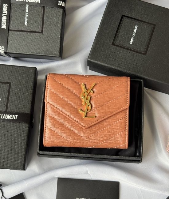 Yves Saint Laurent YSL SLP Tri-fold Grain Leather Wallet 403943