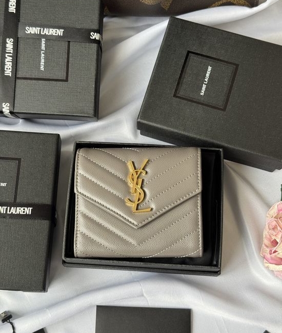 Yves Saint Laurent YSL SLP Tri-fold Grain Leather Wallet 403943
