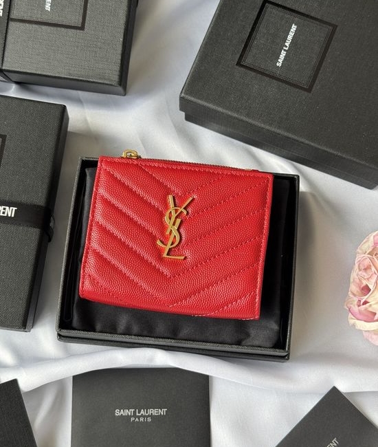 Yves Saint Laurent YSL Fish Grain Card Holder Convenient Organizer 517045
