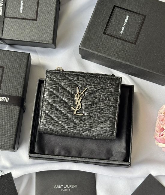 Yves Saint Laurent YSL Fish Grain Card Holder Functional Choice 517045