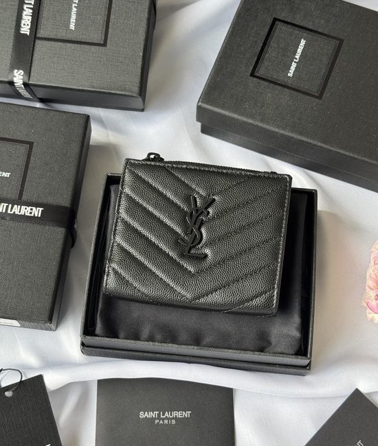 Yves Saint Laurent YSL Fish Grain Card Holder Smart Storage 517045