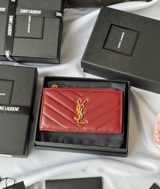 Yves Saint Laurent YSL Grain Leather Card Holder 607915