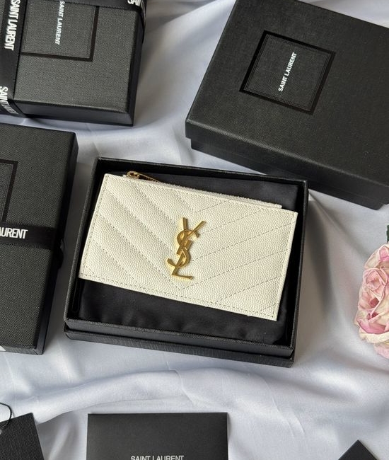 Yves Saint Laurent YSL Card Holder Textured Leather 607915