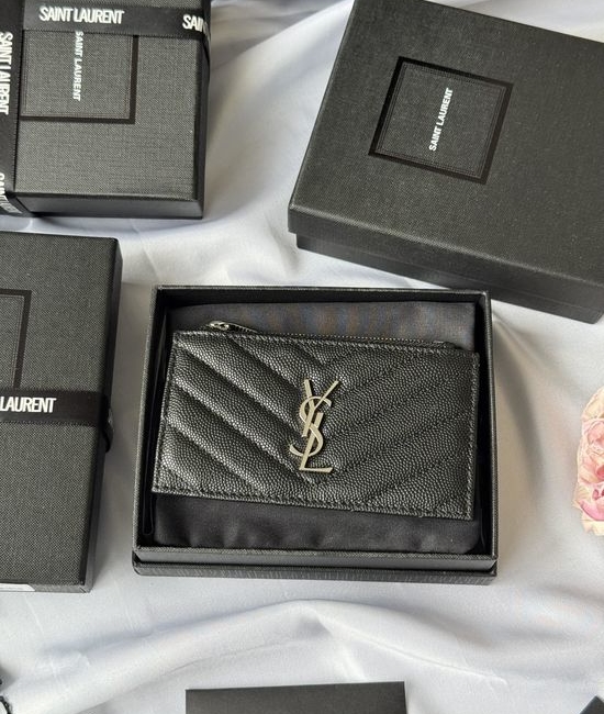 Yves Saint Laurent YSL Card Holder Textured Leather 607915