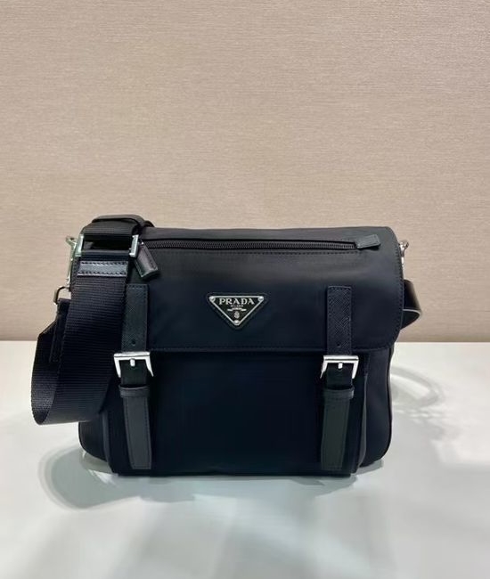 Prada Nylon Leather Messenger Shoulder Bag 2VD071