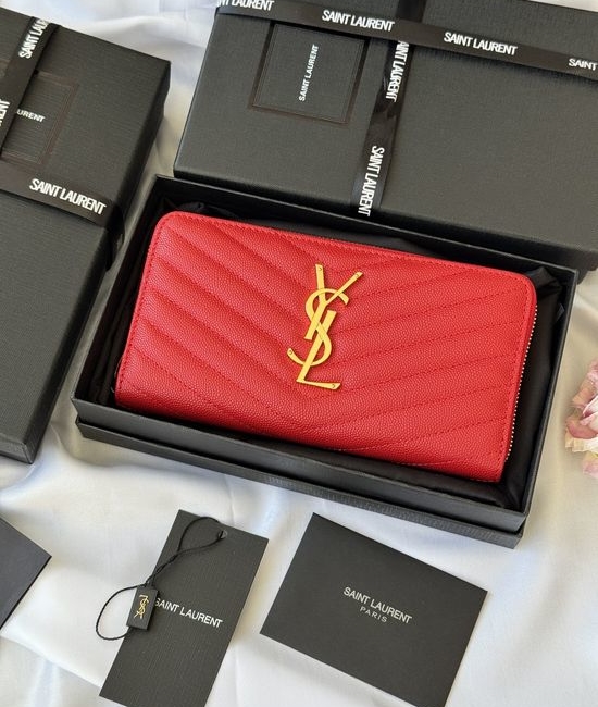 Yves Saint Laurent YSL Caviar Leather Zip Wallet 358094