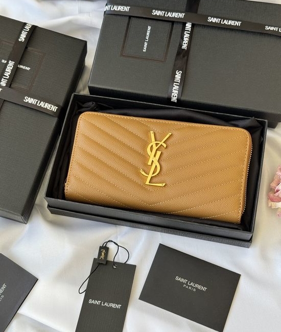 Yves Saint Laurent YSL Caviar Leather Zip Wallet 358094