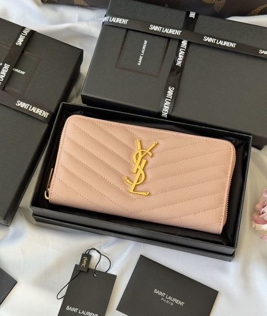 Yves Saint Laurent YSL Caviar Leather Zip Wallet 358094