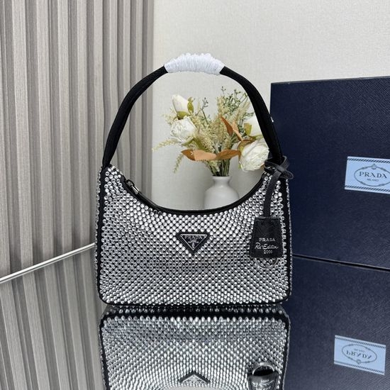 Prada Hobo Rhinestone Decorated Shoulder Bag 1NE515