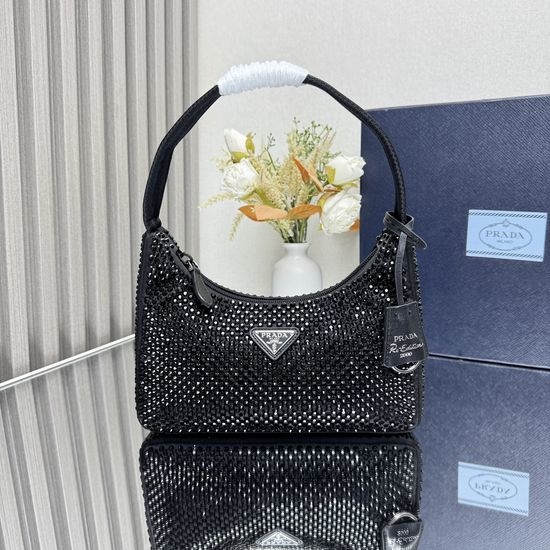 Prada Hobo Rhinestone Decorated Shoulder Bag 1NE515