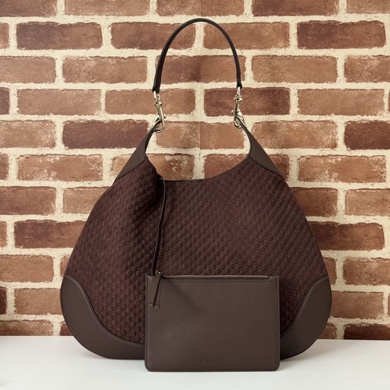 Gucci Coffee Embossed Handbag 815924