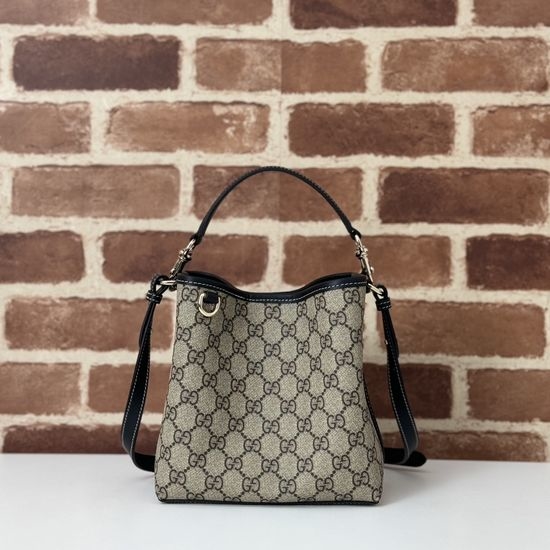 Gucci Coffee Black Leather Handbag 815118