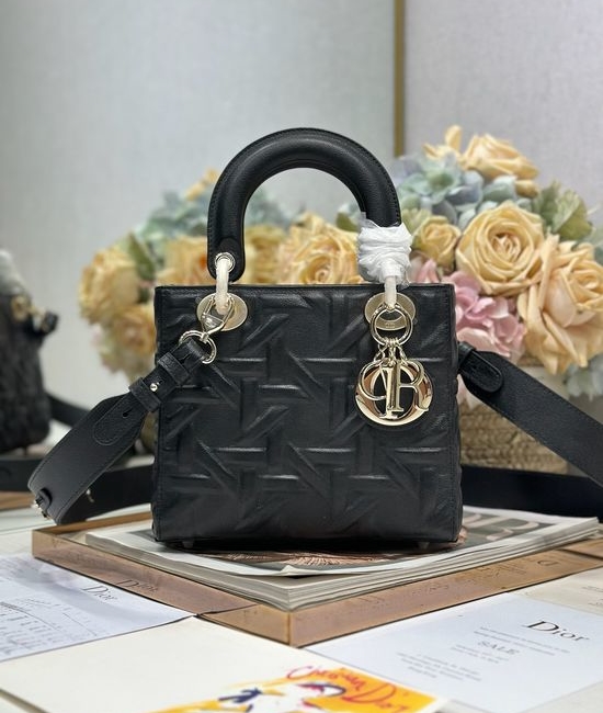 Christian Dior CD Lady Christian Dior CD Black Quilted Handbag 0538