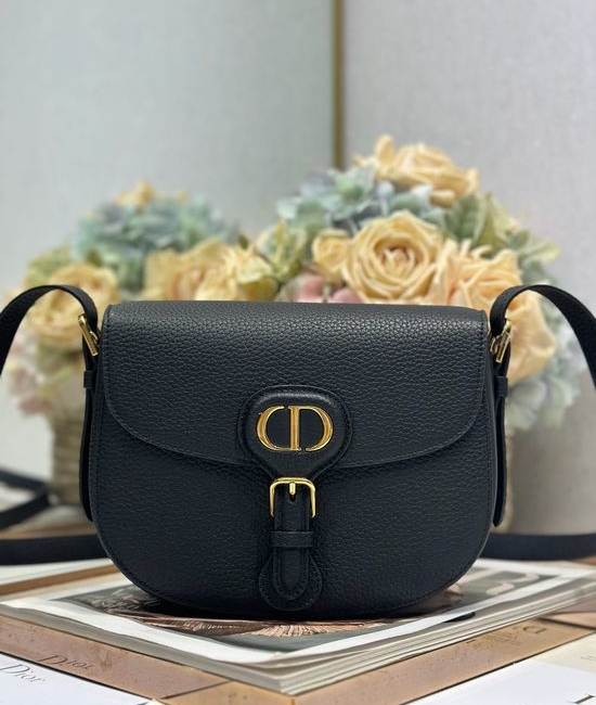Christian Dior CD Bobby Black Grained Leather Bag 2093