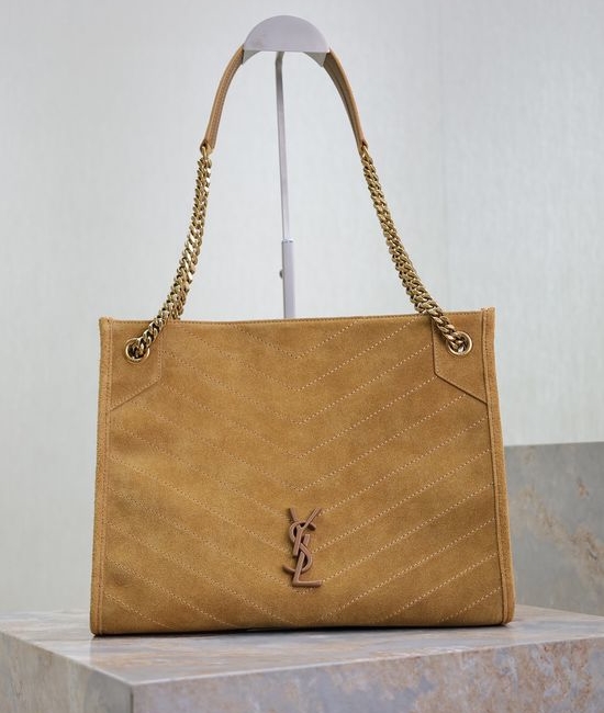 Yves Saint Laurent YSL Niki Shopping Bag in Suede Earth Tone 7774