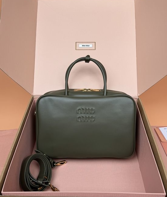 Miu Miu Beau Leather Handbag Elegant Green _5BB117