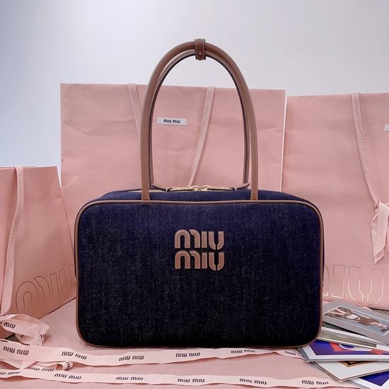 Miu Miu Denim Briefcase Top Handle Bag 5BB117