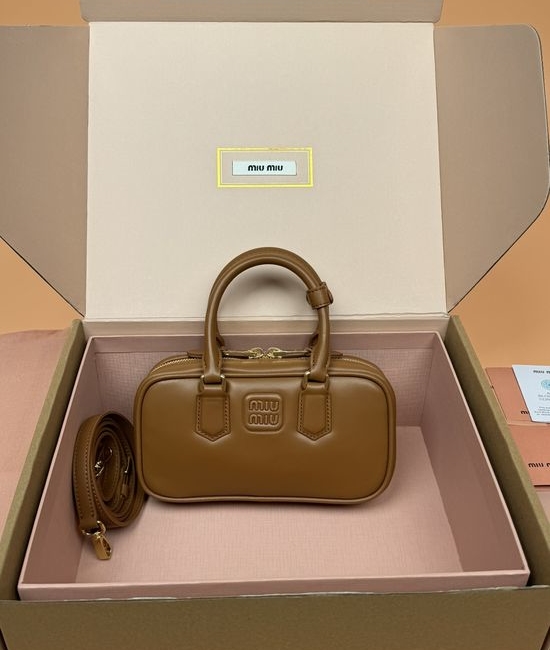 Miu Miu Arcadie Mini Bowling Leather Top Handle Bag 5BP088