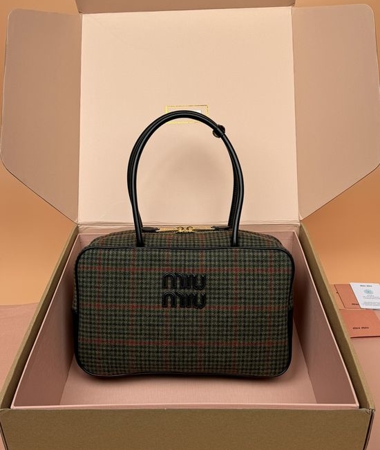 Miu Miu IVY Plaid Tote Handbag 5BB163