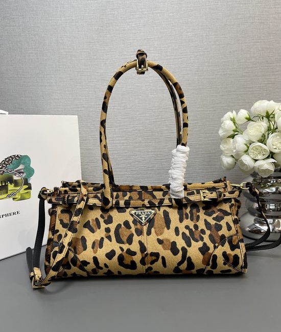 Prada SoftLux Leopard Print Handbag 1BA426