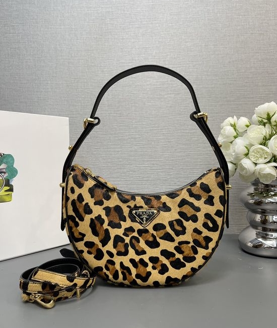 Prada Arque Hobo Bag Leopard Print 1BC194