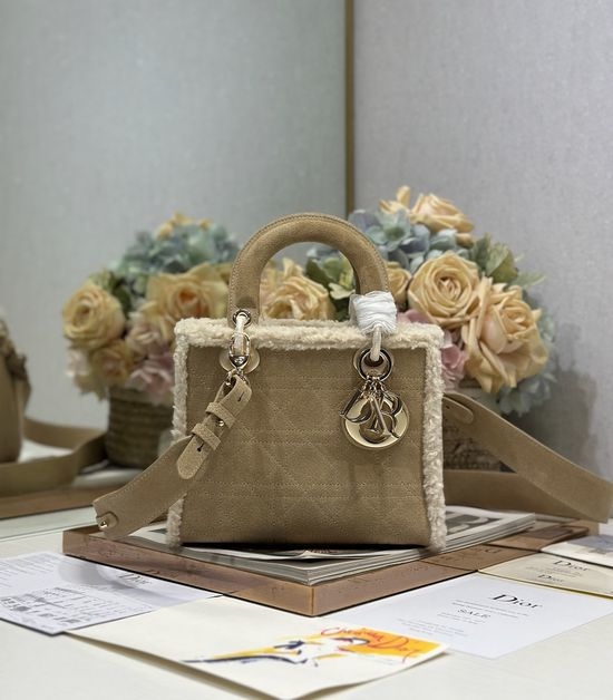 Christian Dior CD Lady Christian Dior CD Apricot Quilted Handbag 0538