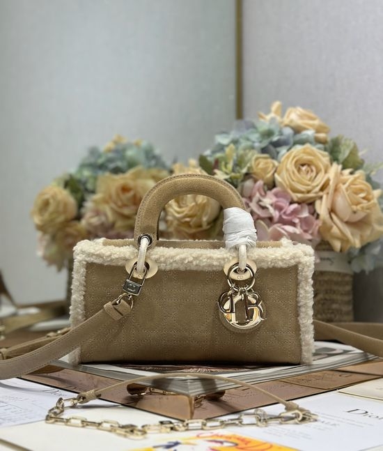 Christian Dior CD Lady D-Joy Handbag Beige Suede 0540/0910