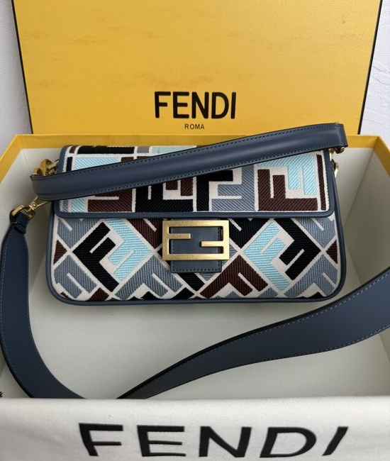Fendi Baguette FF Logo Embroidered Bag 0159